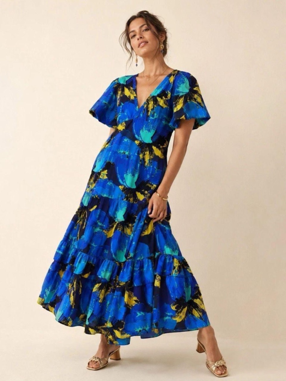 Christopher John Rogers x Target Floral Puff Sleeve Maxi Dress Size 6